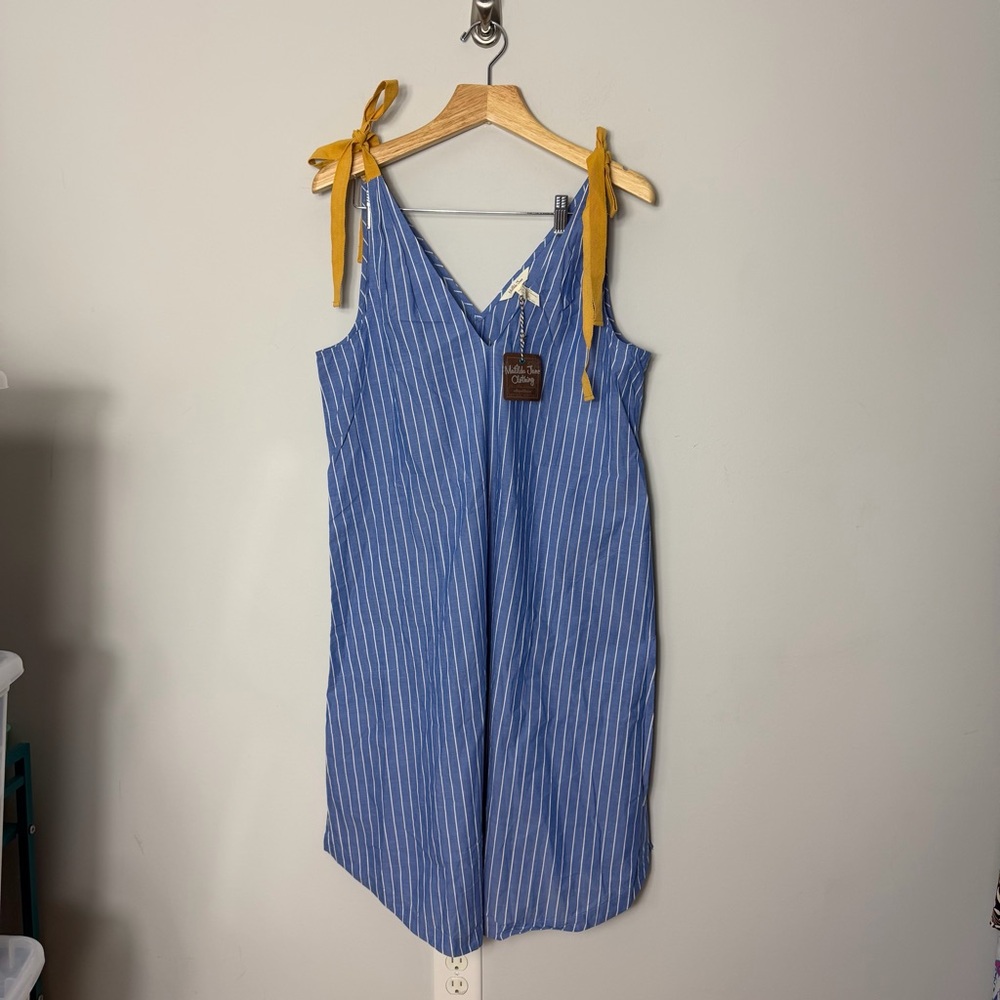 NEW Matilda Jane Sandy Seashell Beach Coverup Cotton Stripe Ribbon Bow Ties 100 - Picture 3 of 9